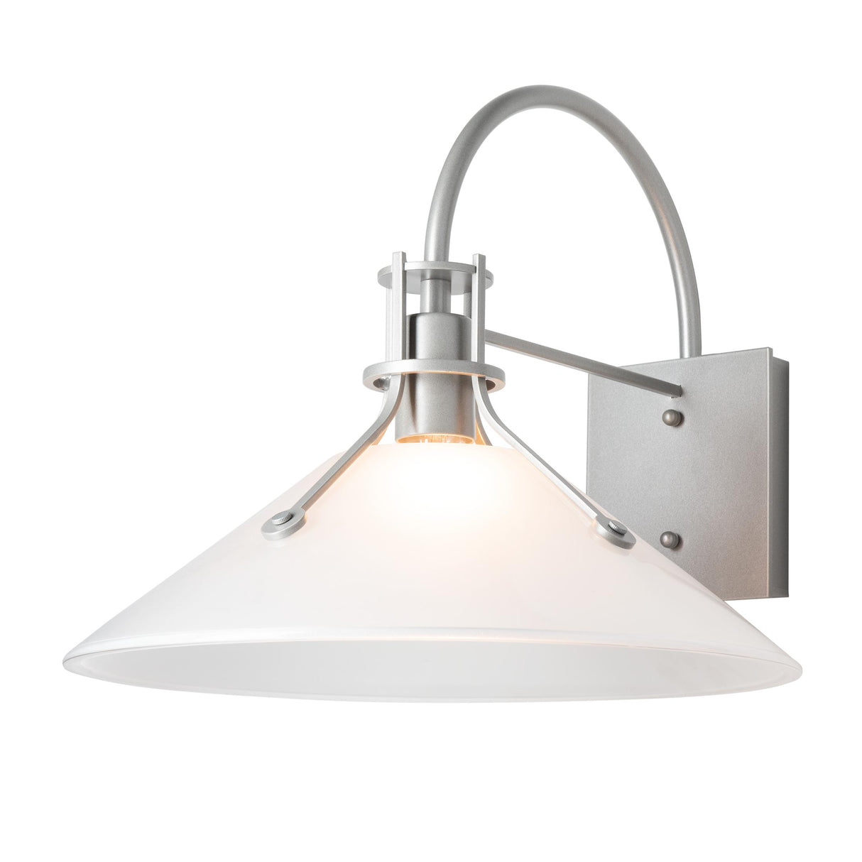 Hubbardton Forge 2020 Coastal Burnished Steel Frosted Glass (FD) Henry Large Glass Shade Outdoor Sconce