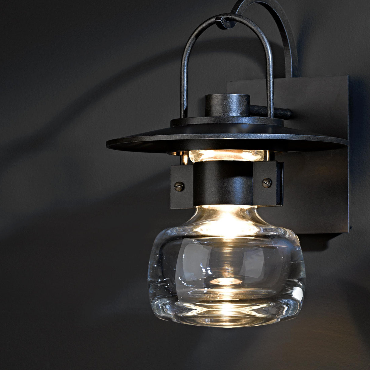 Hubbardton Forge 2014 Coastal Black Clear Glass (ZM) Mason Large Outdoor Sconce