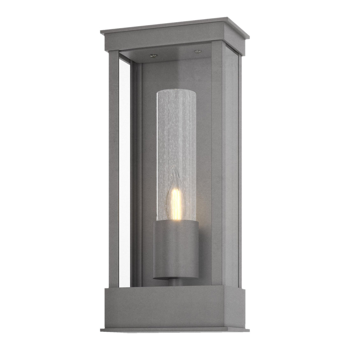 Hubbardton Forge 2015 Coastal Burnished Steel Seeded Clear Glass (II) Portico Small Outdoor Sconce