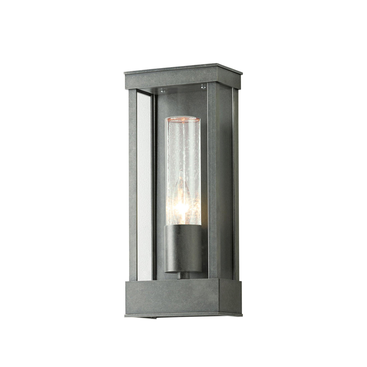 Hubbardton Forge 2015 Coastal Burnished Steel Seeded Clear Glass (II) Portico Small Outdoor Sconce