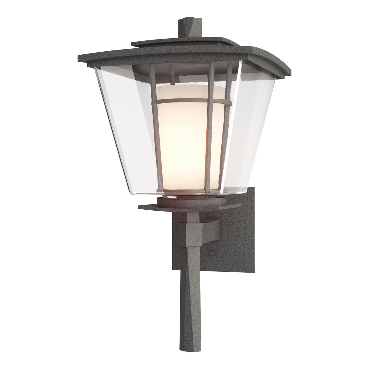 Hubbardton Forge 2010 Coastal Natural Iron Clear Glass with Opal Diffuser (ZU) Beacon Hall Outdoor Sconce