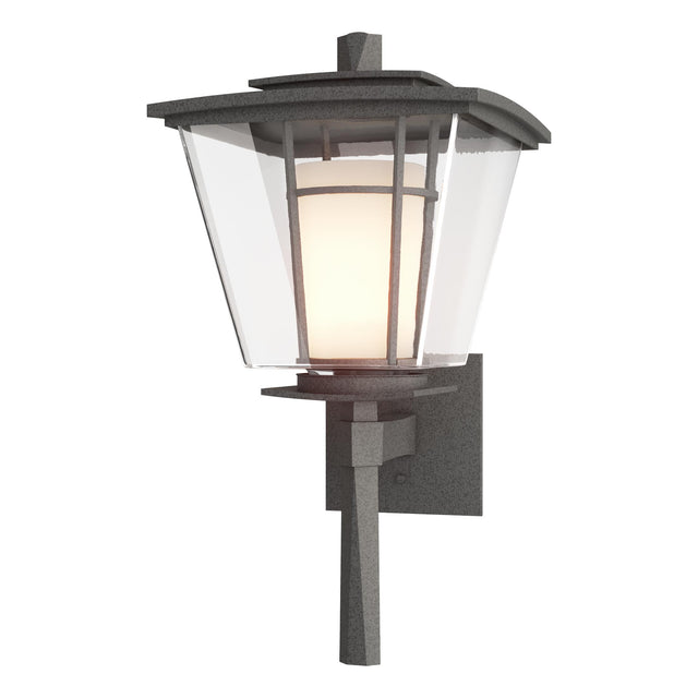 Hubbardton Forge 2010 Coastal Natural Iron Clear Glass with Opal Diffuser (ZU) Beacon Hall Outdoor Sconce