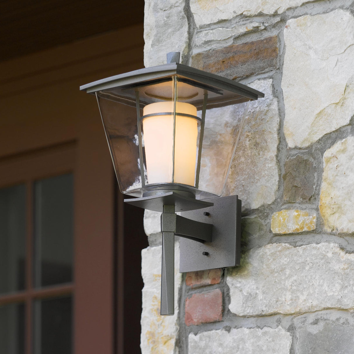 Hubbardton Forge 2010 Coastal Natural Iron Clear Glass with Opal Diffuser (ZU) Beacon Hall Outdoor Sconce