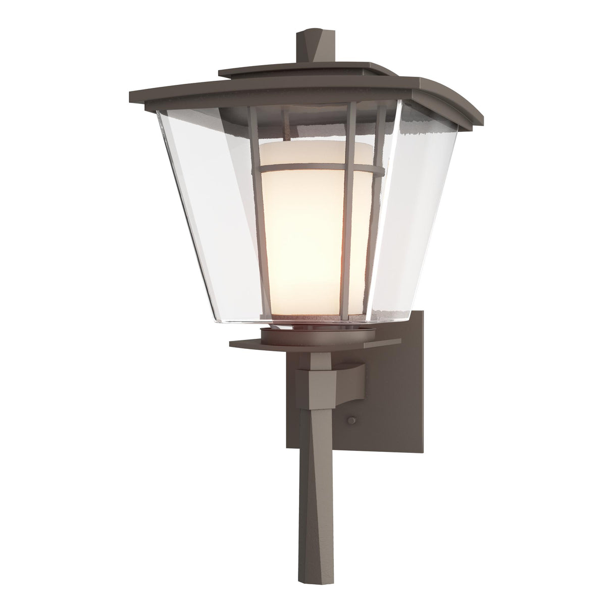 Hubbardton Forge 2010 Coastal Dark Smoke Clear Glass with Opal Diffuser (ZU) Beacon Hall Outdoor Sconce