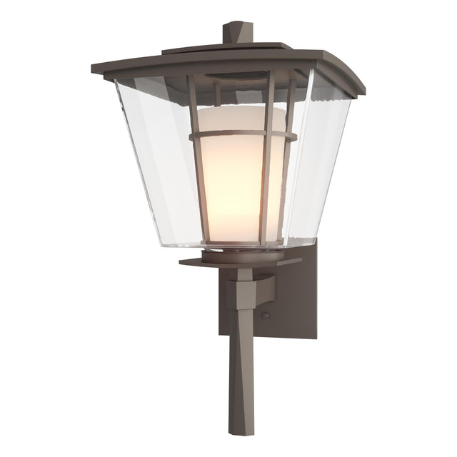 Hubbardton Forge 2010 Coastal Dark Smoke Clear Glass with Opal Diffuser (ZU) Beacon Hall Large Outdoor Sconce