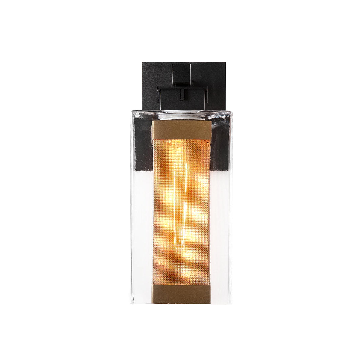 Hubbardton Forge 2021 Coastal Black Coastal Gold Clear Glass (ZM) Polaris Outdoor Medium Sconce