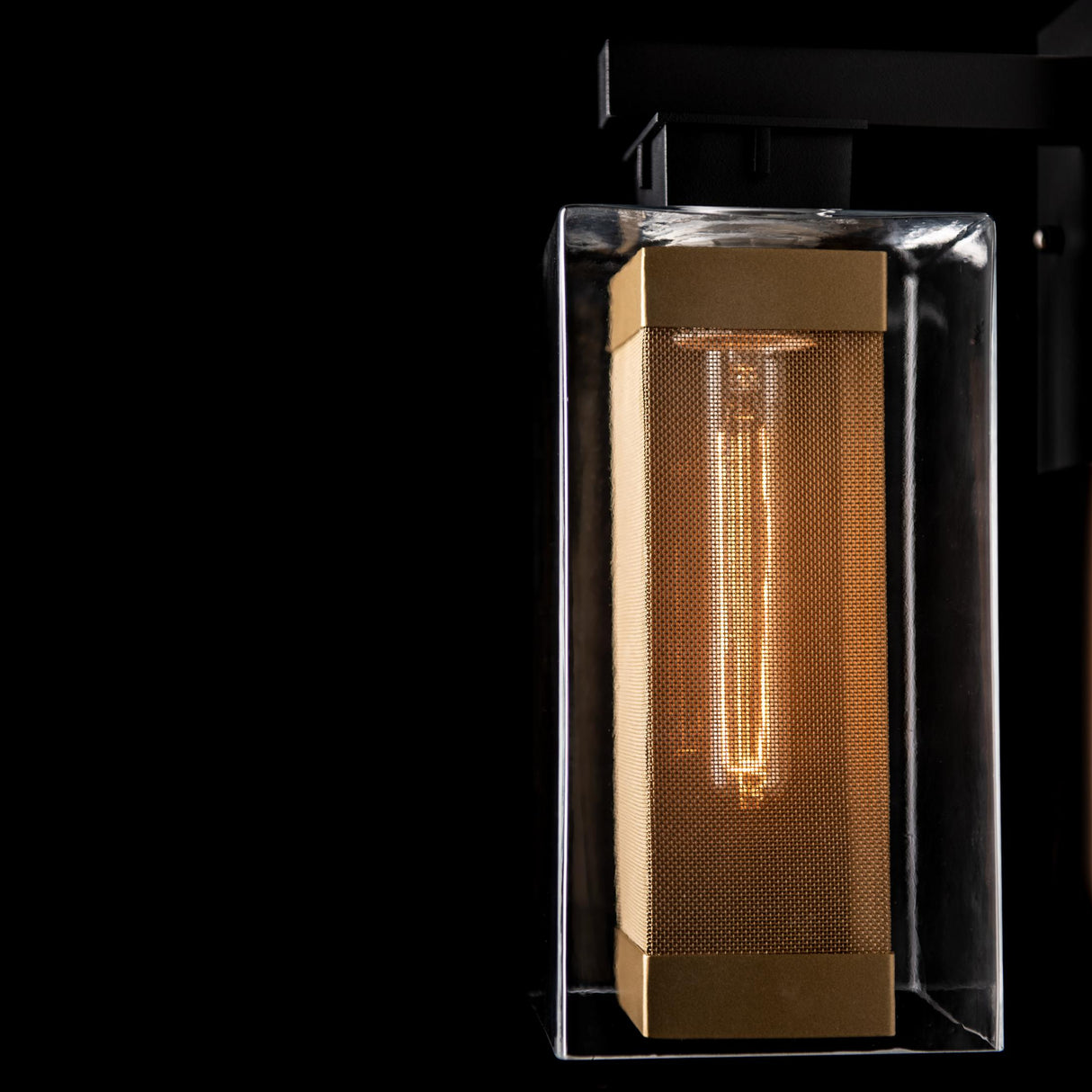 Hubbardton Forge 2021 Coastal Black Coastal Gold Clear Glass (ZM) Polaris Outdoor Medium Sconce