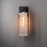 Hubbardton Forge 2021 Coastal Black Coastal Silver Clear Glass (ZM) Polaris Outdoor Large Sconce