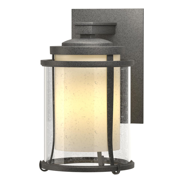 Hubbardton Forge 2010 Coastal Natural Iron Seeded Glass with Opal Diffuser (ZS) Meridian Small Outdoor Sconce