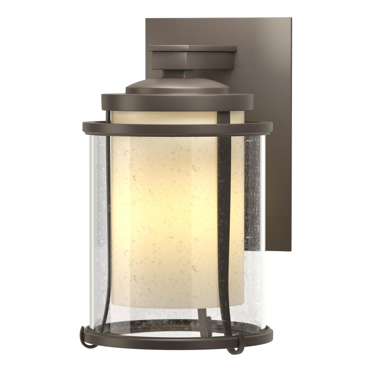 Hubbardton Forge 2010 Coastal Dark Smoke Seeded Glass with Opal Diffuser (ZS) Meridian Small Outdoor Sconce
