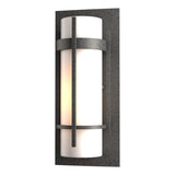 Hubbardton Forge 2002 Coastal Natural Iron Opal Glass (GG) Banded Small Outdoor Sconce