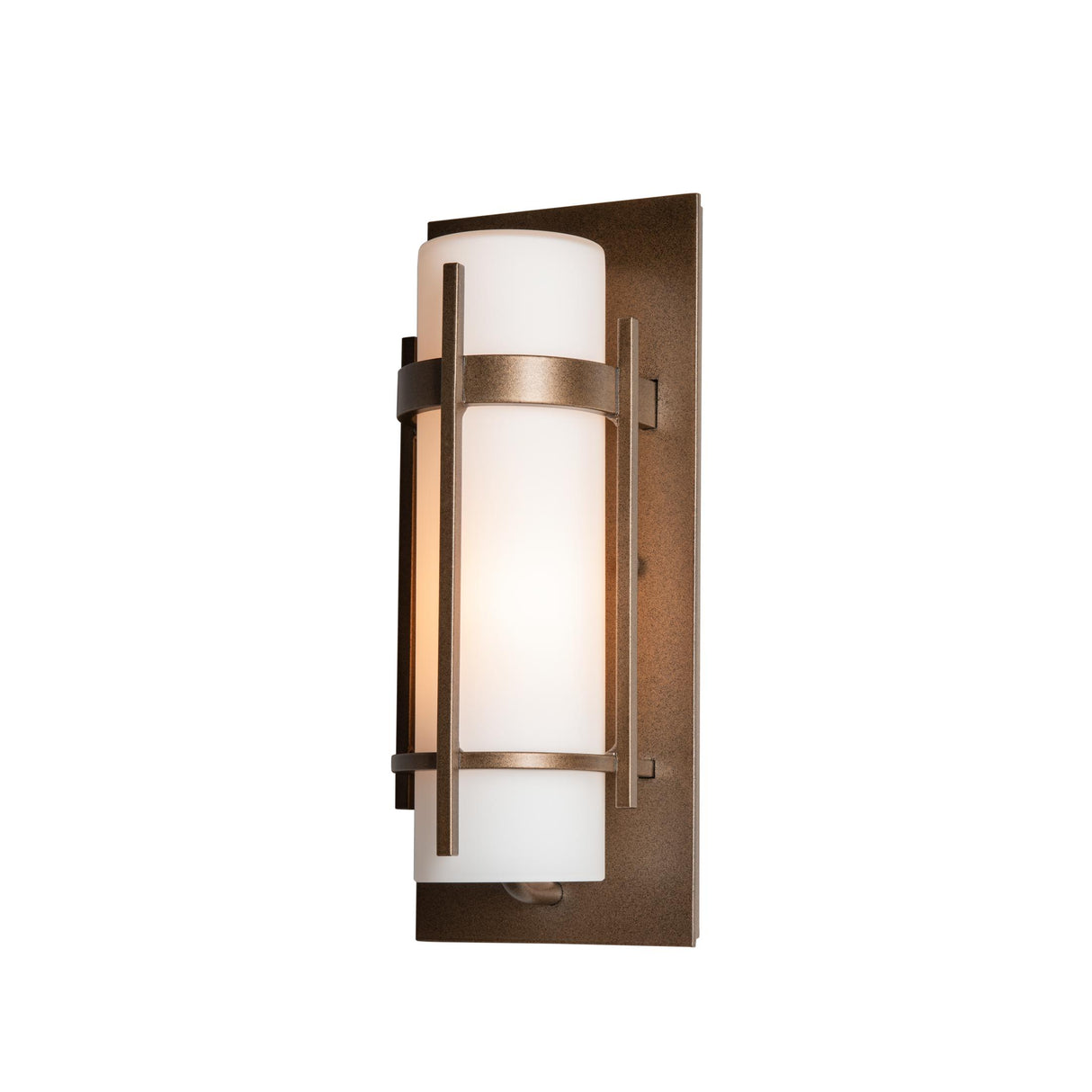 Hubbardton Forge 2002 Coastal Bronze Opal Glass (GG) Banded Small Outdoor Sconce