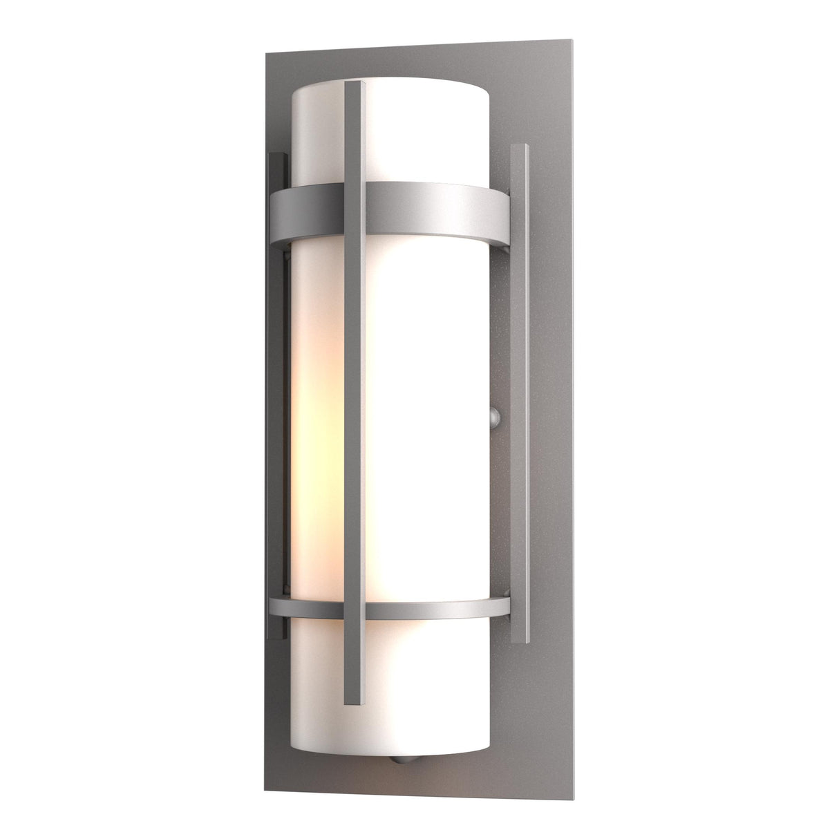 Hubbardton Forge 2002 Coastal Burnished Steel Opal Glass (GG) Banded Small Outdoor Sconce