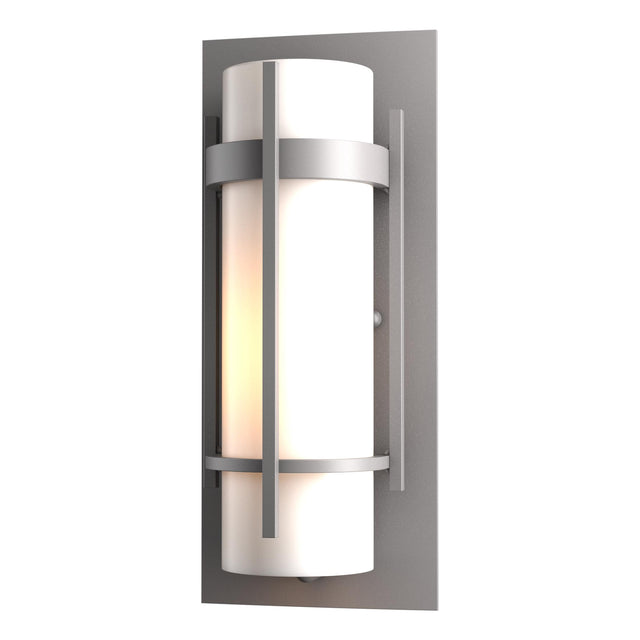 Hubbardton Forge 2002 Coastal Burnished Steel Opal Glass (GG) Banded Small Outdoor Sconce