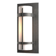 Hubbardton Forge 2002 Coastal Natural Iron Opal Glass (GG) Banded Outdoor Sconce