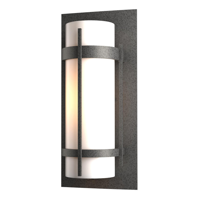 Hubbardton Forge 2002 Coastal Natural Iron Opal Glass (GG) Banded Outdoor Sconce
