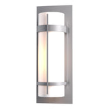 Hubbardton Forge 2002 Coastal Burnished Steel Opal Glass (GG) Banded Large Outdoor Sconce