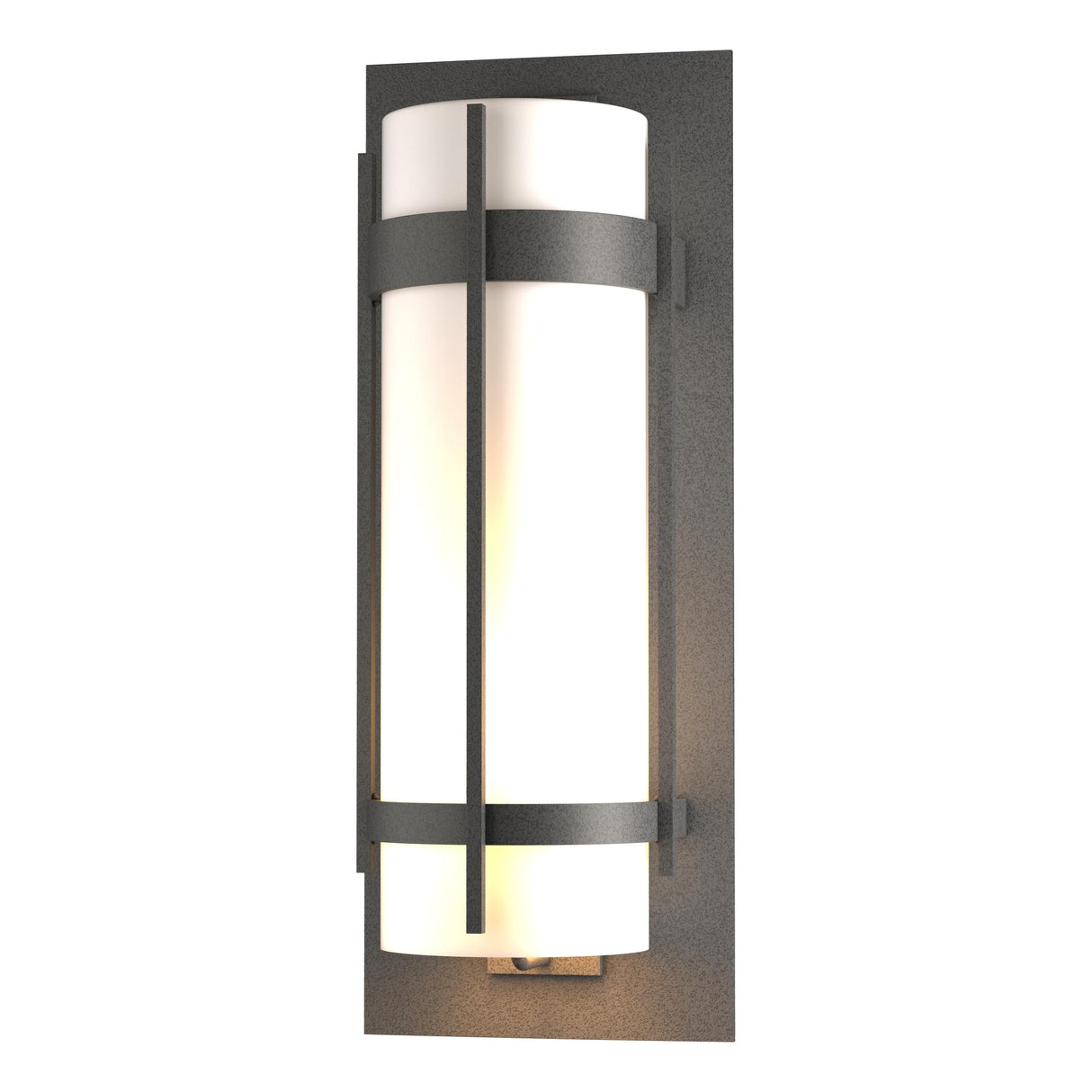 Hubbardton Forge 2010 Coastal Natural Iron Opal Glass (GG) Banded Extra Large Outdoor Sconce