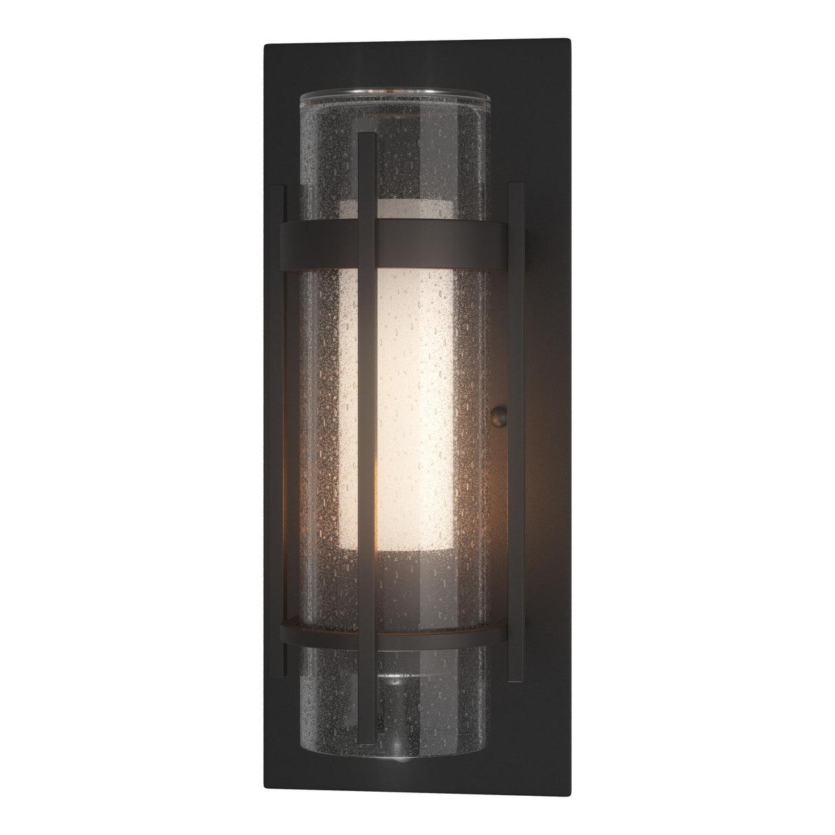 Hubbardton Forge 2020 Coastal Black Seeded Glass with Opal Diffuser (ZS) Torch Small Outdoor Sconce
