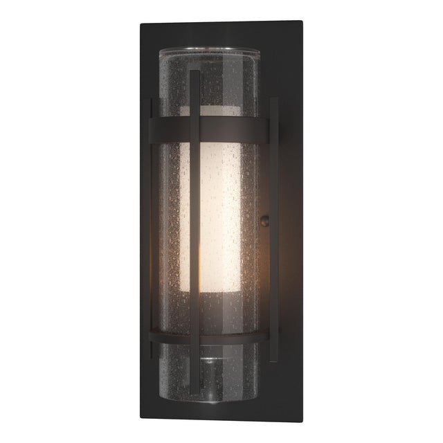 Hubbardton Forge 2020 Coastal Black Seeded Glass with Opal Diffuser (ZS) Torch Small Outdoor Sconce