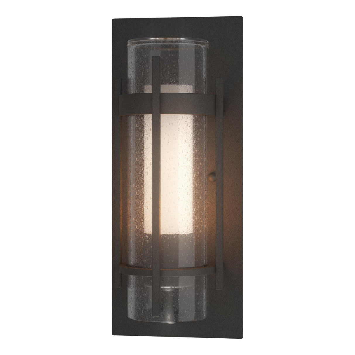 Hubbardton Forge 2020 Coastal Natural Iron Seeded Glass with Opal Diffuser (ZS) Torch Small Outdoor Sconce