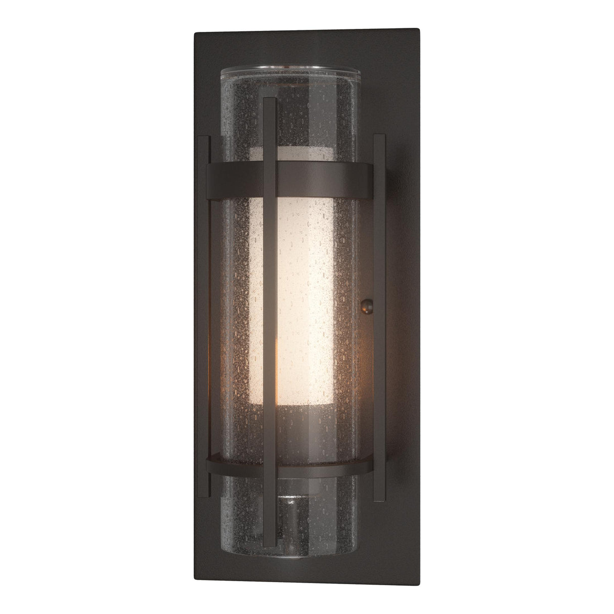 Hubbardton Forge 2020 Coastal Oil Rubbed Bronze Seeded Glass with Opal Diffuser (ZS) Torch Small Outdoor Sconce