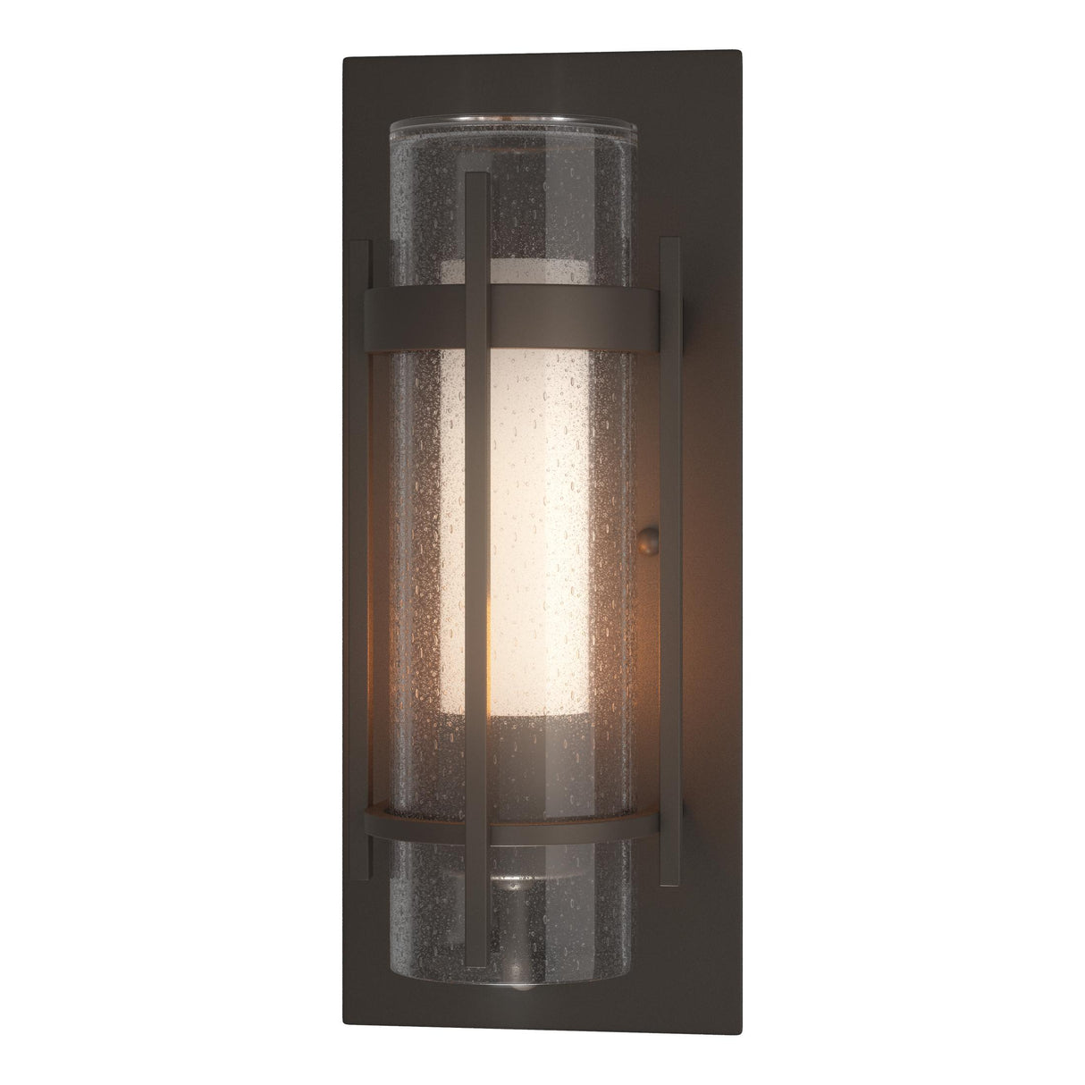 Hubbardton Forge 2019 Coastal Dark Smoke Seeded Glass with Opal Diffuser (ZS) Torch Outdoor Sconce