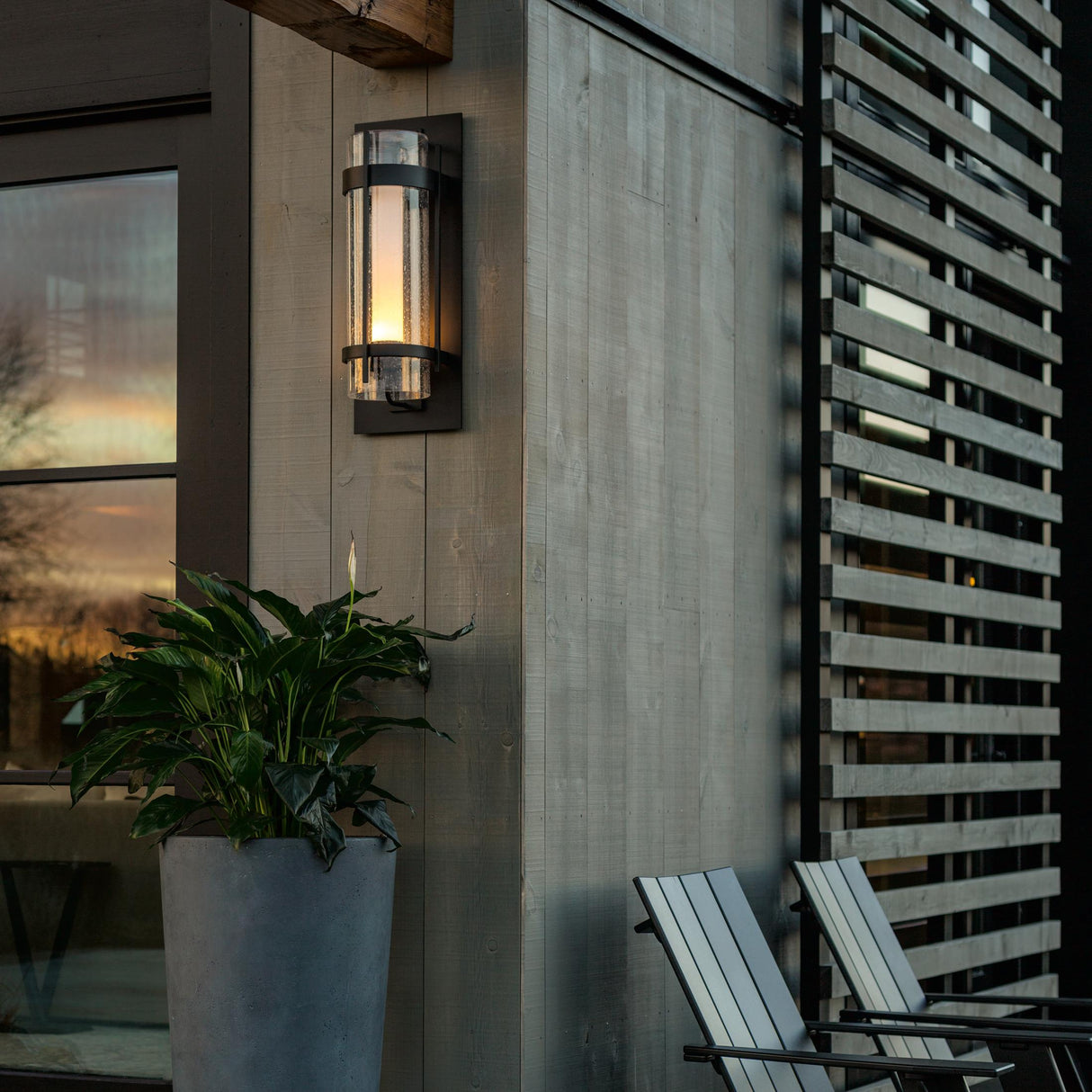 Hubbardton Forge 2019 Coastal Black Seeded Glass with Opal Diffuser (ZS) Torch Large Outdoor Sconce