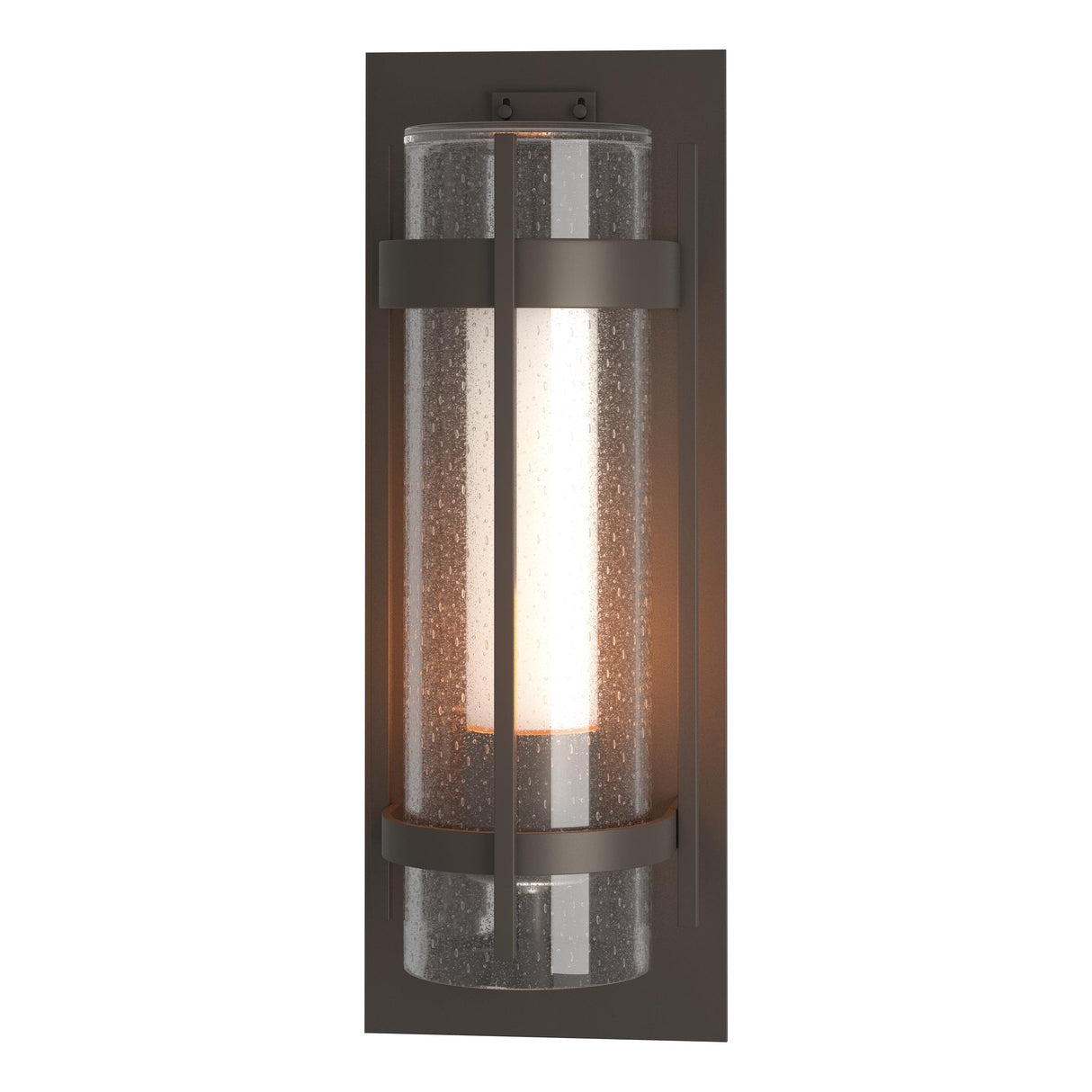 Hubbardton Forge 2019 Coastal Dark Smoke Seeded Glass with Opal Diffuser (ZS) Torch Large Outdoor Sconce