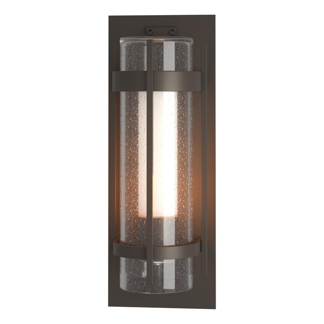 Hubbardton Forge 2019 Coastal Dark Smoke Seeded Glass with Opal Diffuser (ZS) Torch Large Outdoor Sconce