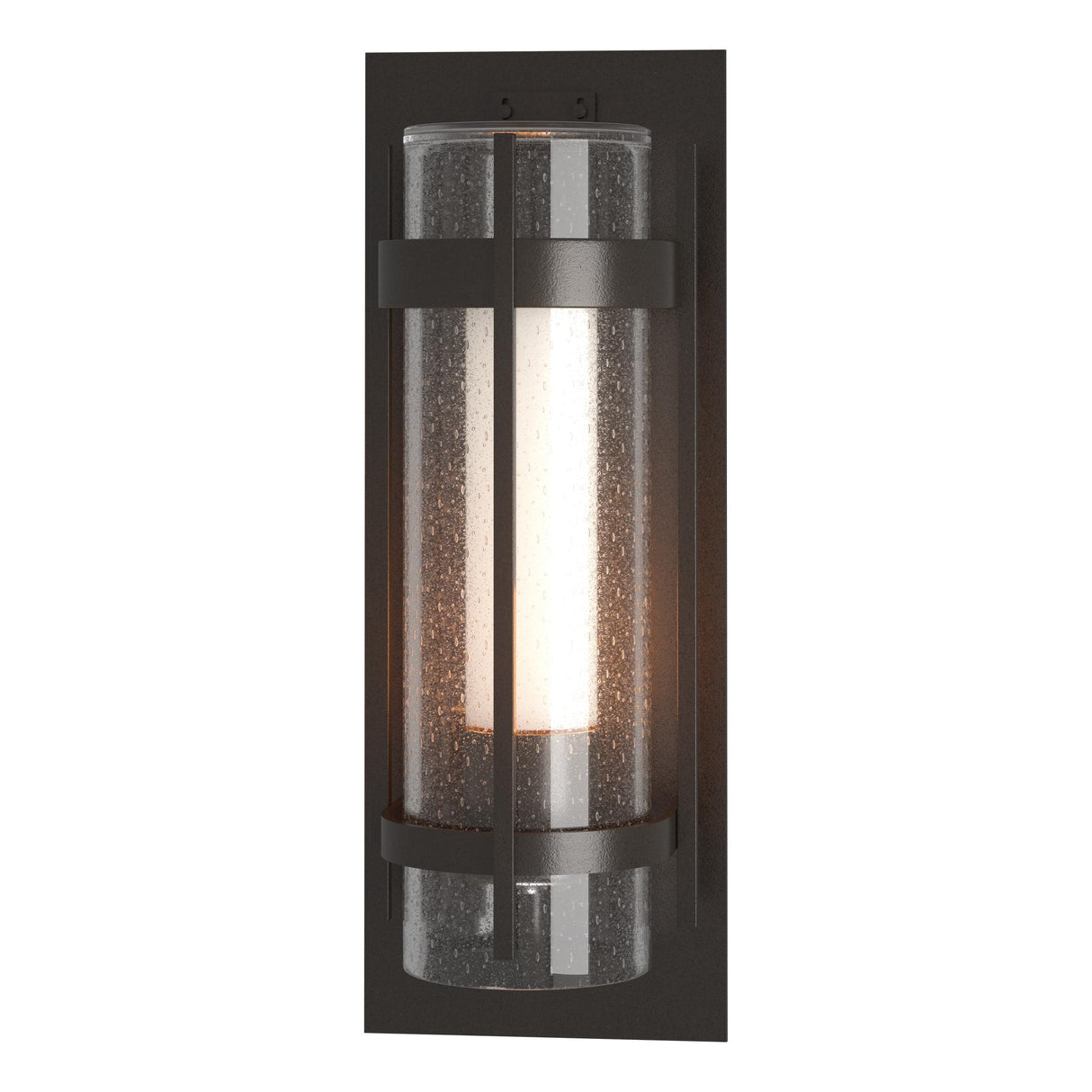 Hubbardton Forge 2019 Coastal Oil Rubbed Bronze Seeded Glass with Opal Diffuser (ZS) Torch Large Outdoor Sconce