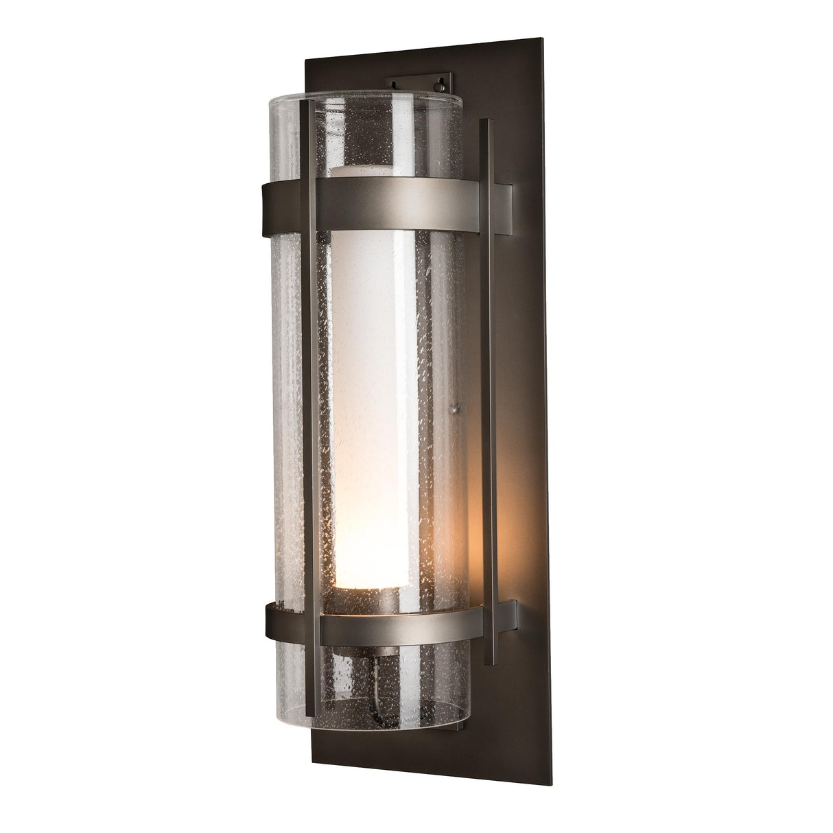 Hubbardton Forge 2020 Coastal Dark Smoke Seeded Glass with Opal Diffuser (ZS) Torch XL Outdoor Sconce
