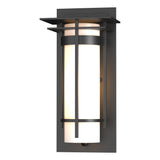 Hubbardton Forge 2003 Coastal Black Opal Glass (GG) Banded with Top Plate Small Outdoor Sconce