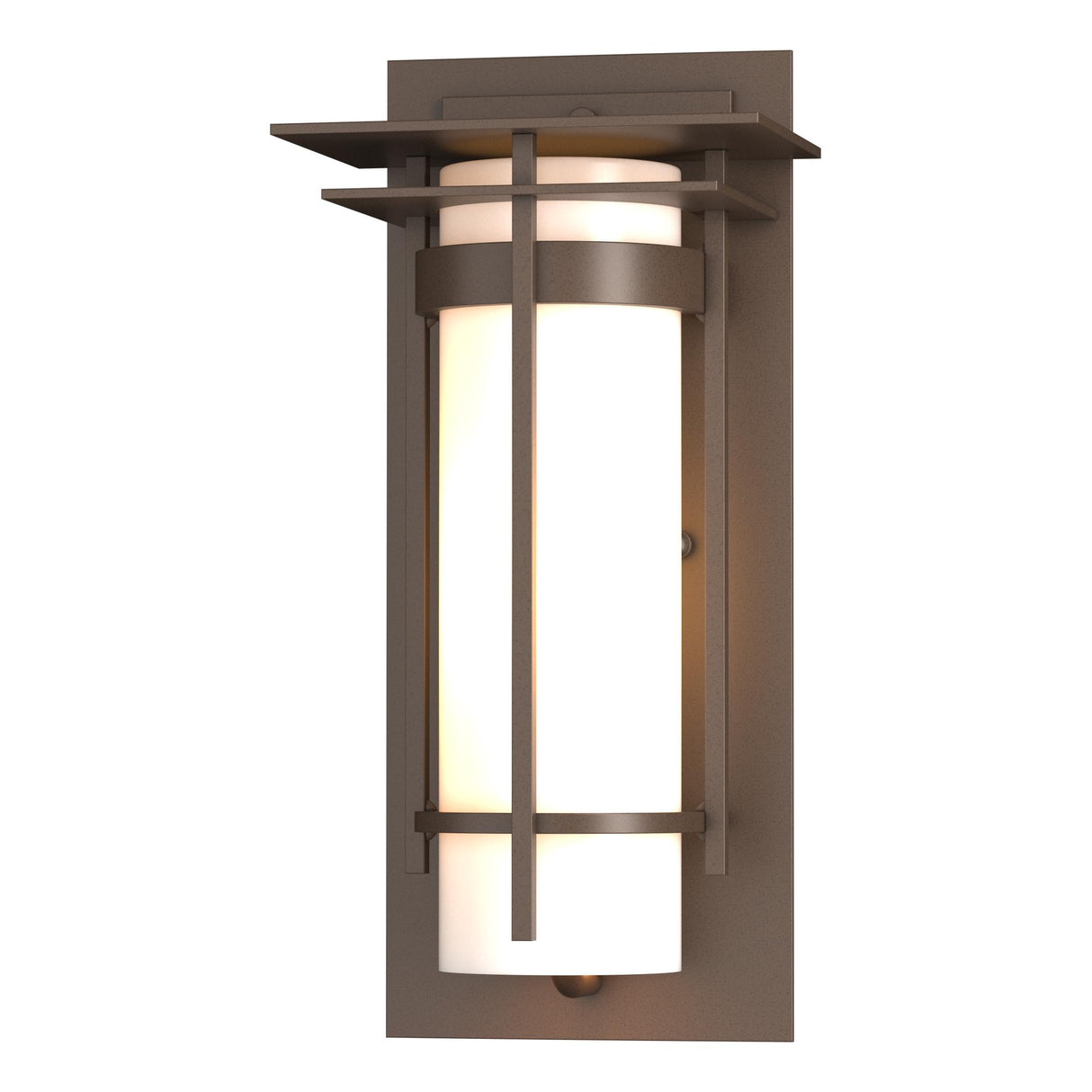 Hubbardton Forge 2003 Coastal Bronze Opal Glass (GG) Banded with Top Plate Small Outdoor Sconce