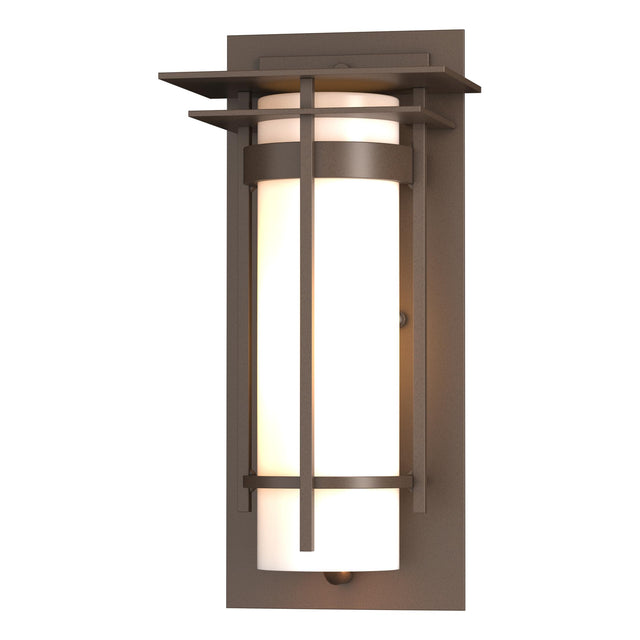 Hubbardton Forge 2003 Coastal Bronze Opal Glass (GG) Banded with Top Plate Small Outdoor Sconce