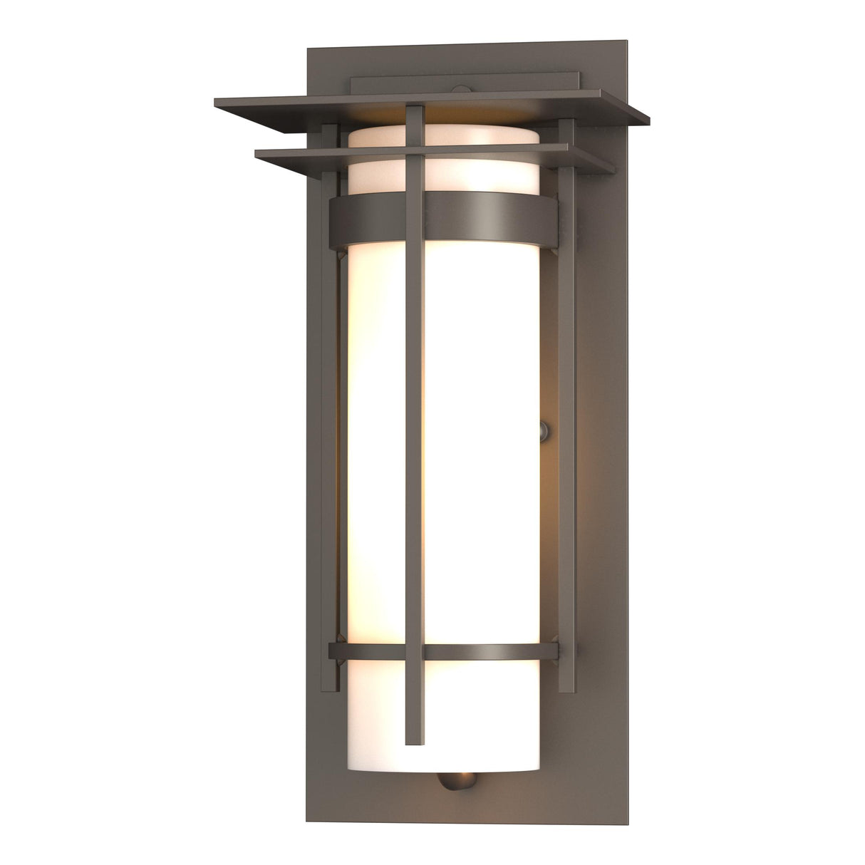 Hubbardton Forge 2003 Coastal Dark Smoke Opal Glass (GG) Banded with Top Plate Small Outdoor Sconce