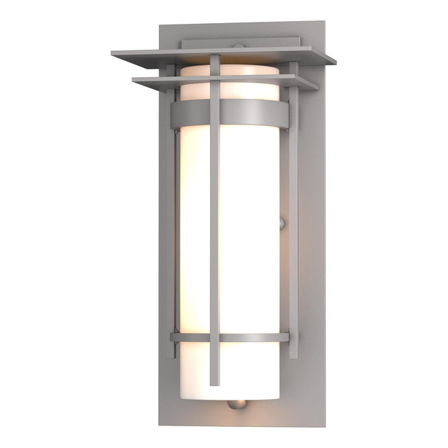 Hubbardton Forge 2003 Coastal Burnished Steel Opal Glass (GG) Banded with Top Plate Small Outdoor Sconce