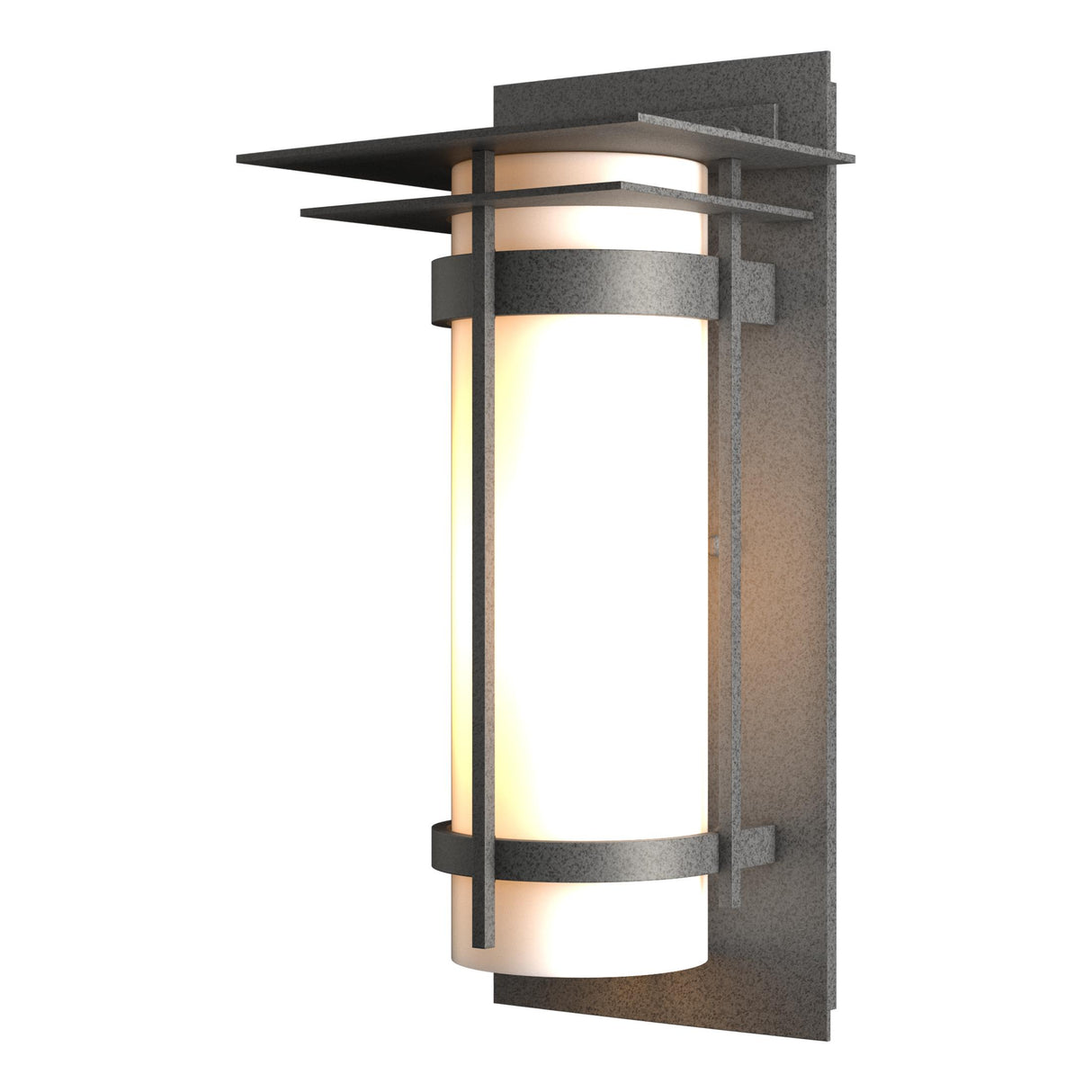 Hubbardton Forge 2003 Coastal Natural Iron Opal Glass (GG) Banded with Top Plate Outdoor Sconce