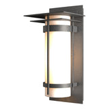 Hubbardton Forge 2003 Coastal Natural Iron Opal Glass (GG) Banded with Top Plate Outdoor Sconce