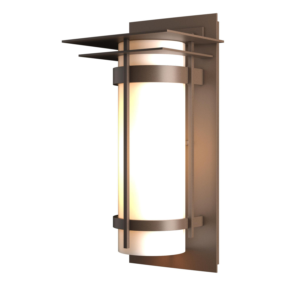 Hubbardton Forge 2003 Coastal Bronze Opal Glass (GG) Banded with Top Plate Outdoor Sconce
