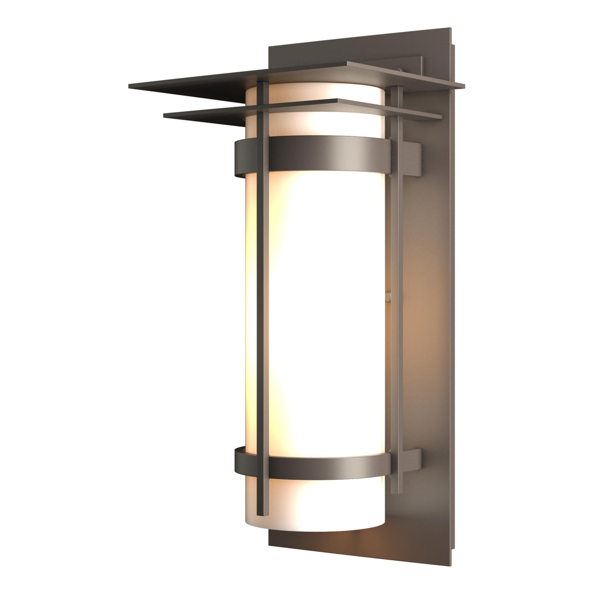 Hubbardton Forge 2003 Coastal Dark Smoke Opal Glass (GG) Banded with Top Plate Outdoor Sconce