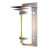 Hubbardton Forge 2003 Coastal Burnished Steel Opal Glass (GG) Banded with Top Plate Outdoor Sconce