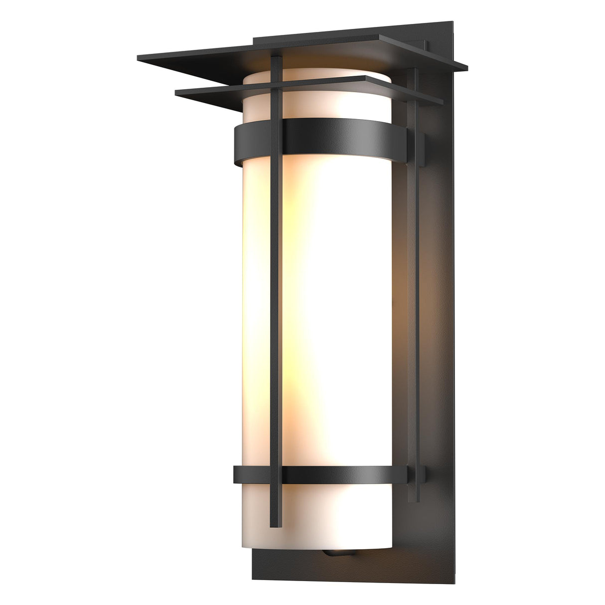 Hubbardton Forge 2003 Coastal Black Opal Glass (GG) Banded with Top Plate Large Outdoor Sconce