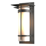 Hubbardton Forge 2003 Coastal Natural Iron Opal Glass (GG) Banded with Top Plate Large Outdoor Sconce