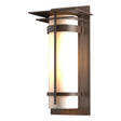 Hubbardton Forge 2003 Coastal Bronze Opal Glass (GG) Banded with Top Plate Large Outdoor Sconce