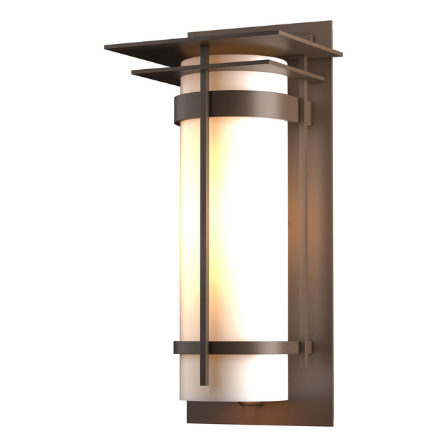 Hubbardton Forge 2003 Coastal Bronze Opal Glass (GG) Banded with Top Plate Large Outdoor Sconce