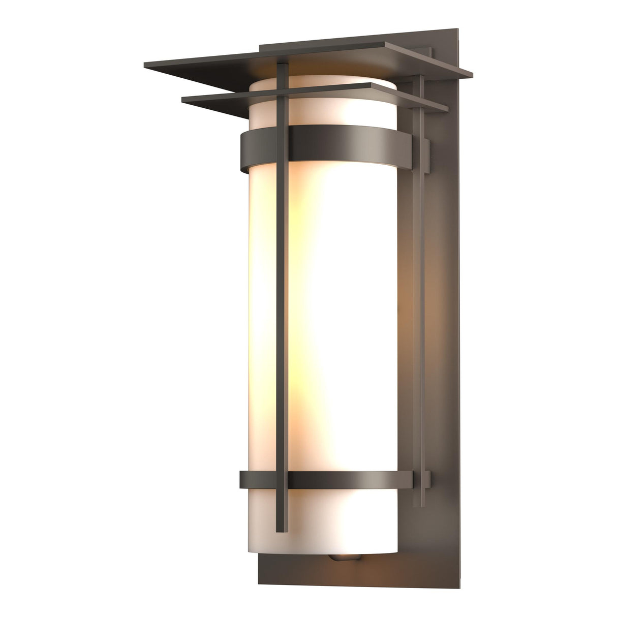 Hubbardton Forge 2003 Coastal Dark Smoke Opal Glass (GG) Banded with Top Plate Large Outdoor Sconce