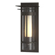 Hubbardton Forge 2020 Coastal Dark Smoke Seeded Glass with Opal Diffuser (ZS) Torch Small Outdoor Sconce with Top Plate