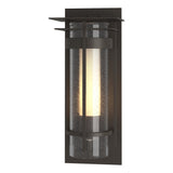 Hubbardton Forge 2020 Coastal Dark Smoke Seeded Glass with Opal Diffuser (ZS) Torch Small Outdoor Sconce with Top Plate