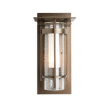 Hubbardton Forge 2020 Coastal Dark Smoke Seeded Glass with Opal Diffuser (ZS) Torch Small Outdoor Sconce with Top Plate